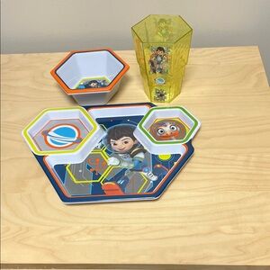 NWT Miles from Tomorrowland set of plate, bowl, cup - Disney themed